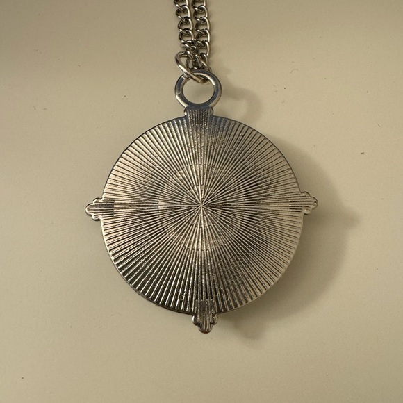 Upcycled broken PYREX Blue Stripe Barcode silver 32 inch chain necklace - Picture 3 of 7